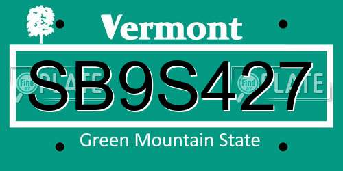SB9S427 Vermont License Plate