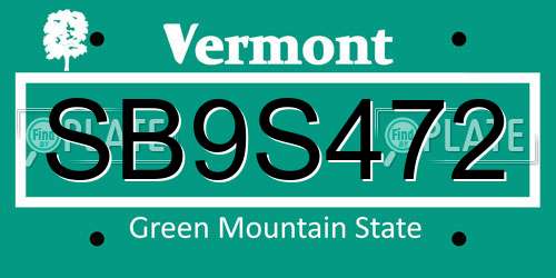SB9S472 Vermont License Plate