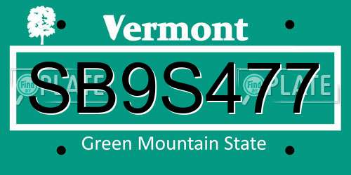 SB9S477 Vermont License Plate