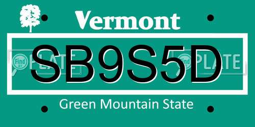 SB9S5D Vermont License Plate