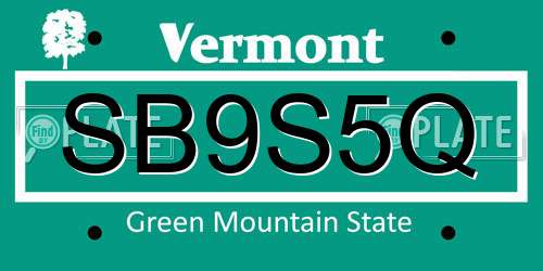 SB9S5Q Vermont License Plate
