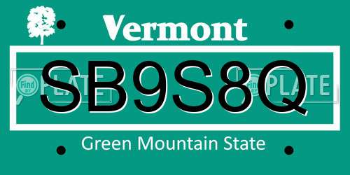 SB9S8Q Vermont License Plate