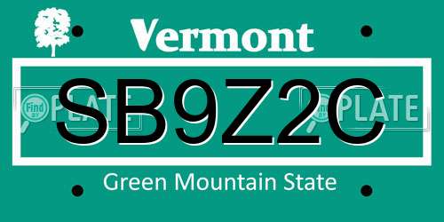 SB9Z2C Vermont License Plate