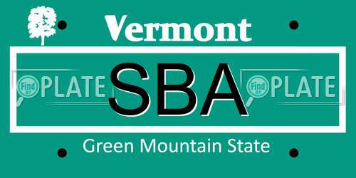 SBA Vermont License Plate