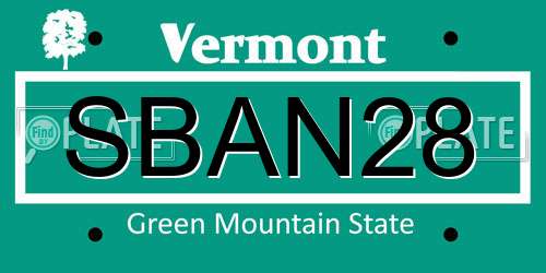 SBAN28 Vermont License Plate