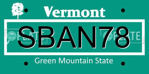 SBAN78 Vermont License Plate
