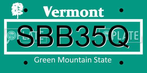 SBB35Q Vermont License Plate