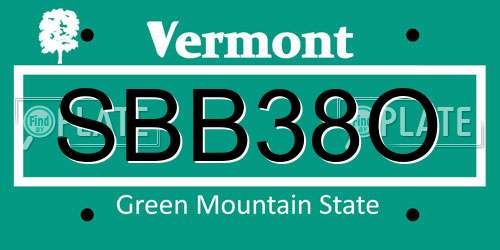 SBB38O Vermont License Plate
