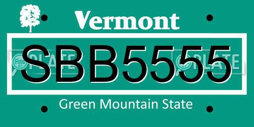 SBB5555 Vermont License Plate
