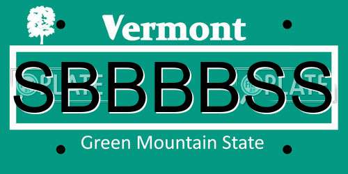SBBBBSS Vermont License Plate