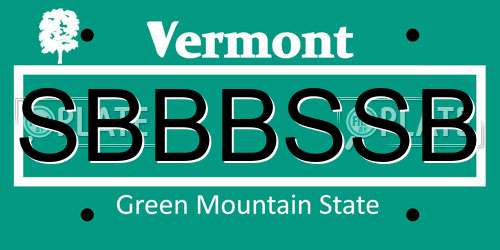 SBBBSSB Vermont License Plate