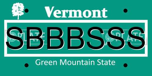 SBBBSSS Vermont License Plate