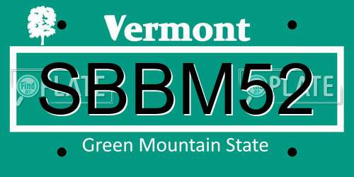 SBBM52 Vermont License Plate