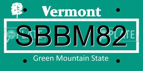 SBBM82 Vermont License Plate