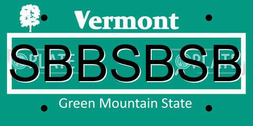 SBBSBSB Vermont License Plate