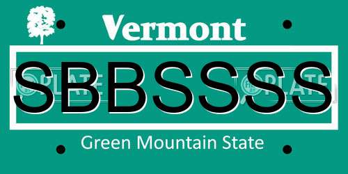 SBBSSSS Vermont License Plate