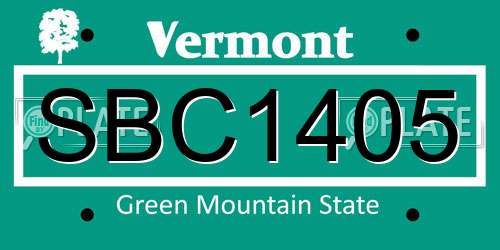 SBC1405 Vermont License Plate