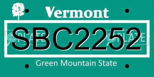SBC2252 Vermont License Plate