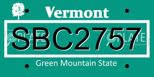 SBC2757 Vermont License Plate
