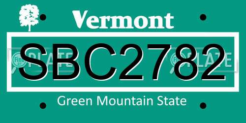 SBC2782 Vermont License Plate