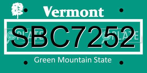 SBC7252 Vermont License Plate
