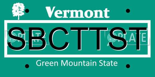 SBCTTST Vermont License Plate