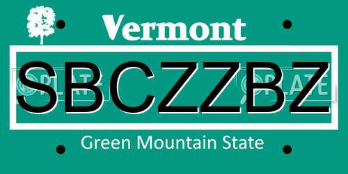 SBCZZBZ Vermont License Plate