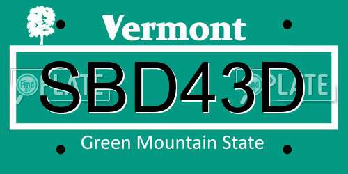 SBD43D Vermont License Plate