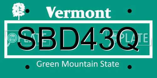 SBD43Q Vermont License Plate
