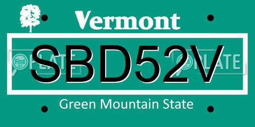 SBD52V Vermont License Plate
