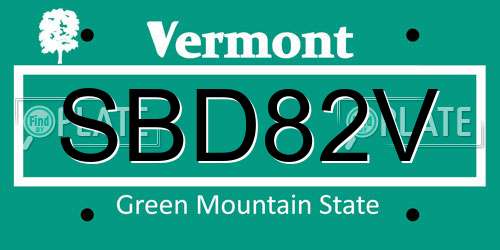 SBD82V Vermont License Plate