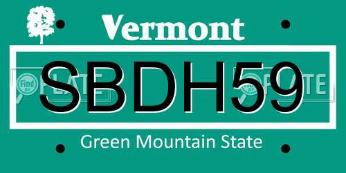 SBDH59 Vermont License Plate