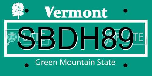 SBDH89 Vermont License Plate