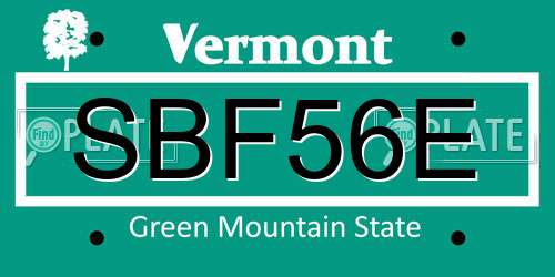 SBF56E Vermont License Plate