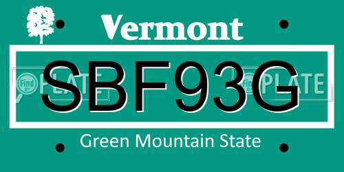 SBF93G Vermont License Plate