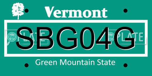 SBG04G Vermont License Plate