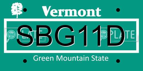 SBG11D Vermont License Plate