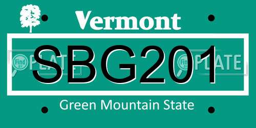SBG201 Vermont License Plate