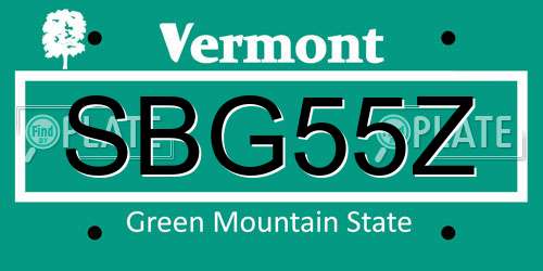 SBG55Z Vermont License Plate