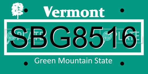 SBG8516 Vermont License Plate