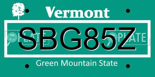 SBG85Z Vermont License Plate