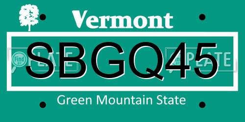 SBGQ45 Vermont License Plate