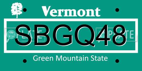 SBGQ48 Vermont License Plate