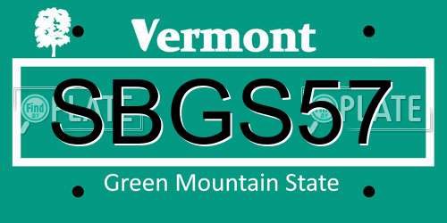 SBGS57 Vermont License Plate