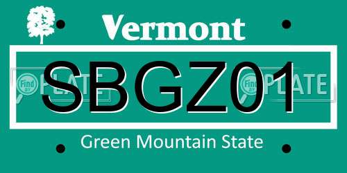 SBGZ01 Vermont License Plate