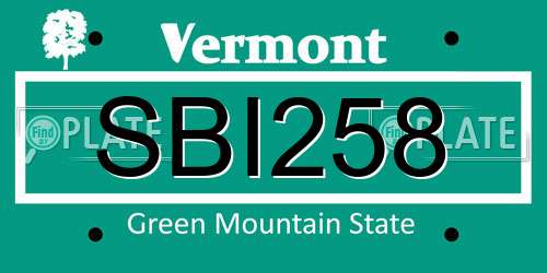 SBI258 Vermont License Plate