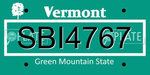 SBI4767 Vermont License Plate