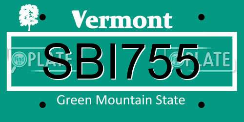 SBI755 Vermont License Plate