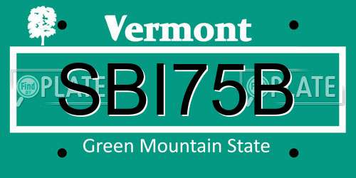 SBI75B Vermont License Plate