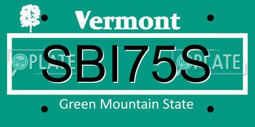 SBI75S Vermont License Plate